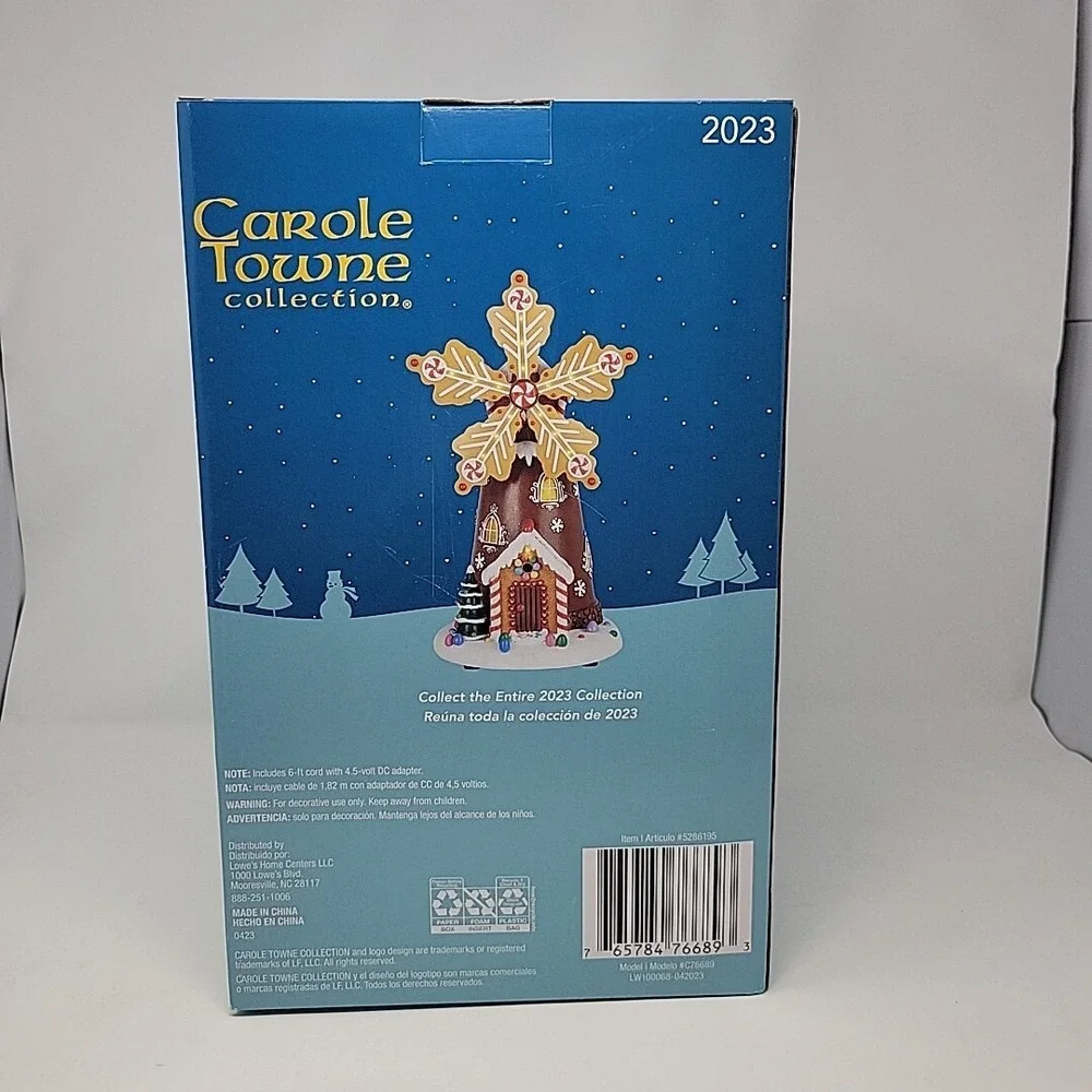 2023 Carole Towne Christmas‎ Village Musical Lighted Gingerbread Windmill House